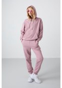 Resim Tommy Life Gül Kurusu Kapüşonlu Kanguru Cep Oversize Lastik Paça Kadın Eşofman Takımı - 95288 Gül Kurusu 