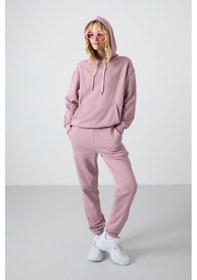 Resim Tommy Life Gül Kurusu Kapüşonlu Kanguru Cep Oversize Lastik Paça Kadın Eşofman Takımı - 95288 Gül Kurusu 