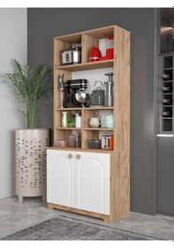 Resim Bohem Tarz Şık Çok Amaçlı Kiler Mutfak Dolabı Beyaz Beyaz N Model 