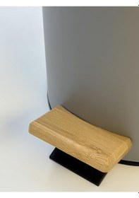 Resim Bambu Kapaklı Metal Çöp Kovası - Hidrolik Sistemli Yavaş Kapanma Özellikli, Pedallı, Banyo Ve Mutfak İçin Şık Ve Fonksiyonel Tasarım Gri, 5 Litre Siyah 