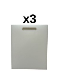 Resim 3'lü Türkay 32.5x26.5x2 Cm Saplı Polietilen Kesme Tahtası Kesim Levhası Naturel/beyaz 1145 