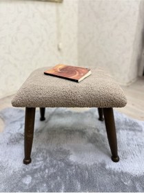 Resim Trend Ceviz Teddy Kahve Ahşap Ayak Uzatma Pufu Makyaj Koltuğu Bench Tabure 
