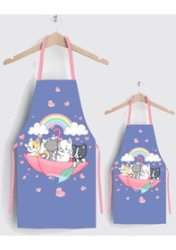 Resim Ays Home Kedi Anne Çocuk Leke Tutmaz Mutfak Önlüğü 4 - 8 Yaş Lila 