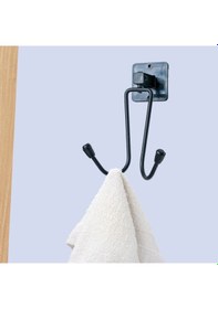 Resim Hobibahçem Kendiliğinden Yapışkanlı Siyah Paslanmaz Metal Bornoz Ve Havlu Askılığı Siyah 