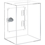 Resim Wezone Açık Akrilik Para Kutusu Kilitleli Kapaklı Kare Tasarım 15x12x20cm Erkek- Kadın- Çocuk Hediyesi Nakit Ve Madeni Para Tasiyıcı 1 Adet 