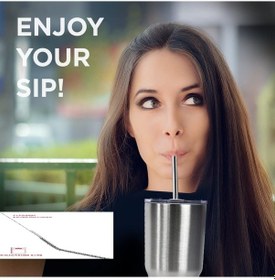 Resim Çelik Pipet Paslanmaz Çelik Metal Meşrubat Pipeti Ve Pipet Temizleme Fırçası Seti 5 Parça ID-7105 