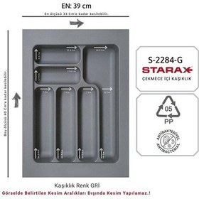 Resim 39x49 Çekmece Içi Gri Plastik Kaşıklık S-2284-g Antrasit - Gri 