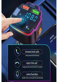 Resim Transmitter Bluetooth Fm Araç Kiti Kolay Bağlantı Araba Müzik Mp3 Çalar Oto Çakmaklık Hızlı Şarj 