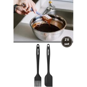Resim Silicolife Spatula ve Fırça Seti, Isıya Dayanıklı Yanmaz Yapışmaz Silikon Spatula ve Yumurta Fırçası 2’li Set 