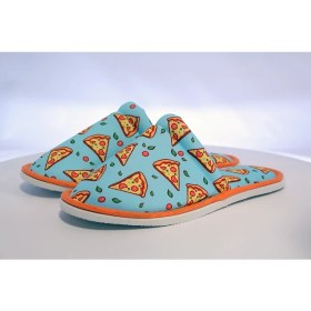 Resim Chochili Kadın & Erkek Pizzalı Ev Terlik Yumuşak Tabanlı 