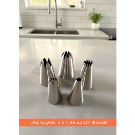 Resim PremiumPort Büyük Boy 5'li Krema Duy Seti Paslanmaz Çelik Pasta ve Cupcake Süsleme 
