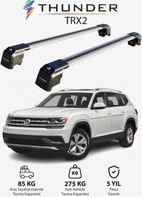 Resim Volkswagen Atlas 2018-sonrası Trx2 Thunder Carrier Kilitli Ara Atkı Taşıyıcı Tavan Barı Gri 