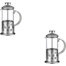 Resim PremiumPort Paslanmaz Çelik French Press ve Bitki Çayı Bardağı Seti 2 Adet 350 ml 