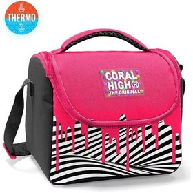 Resim Coral High Kız Çocuk Beslenme Çantası - Thermo - Pembe Siyah Beyaz Boya Desenli Çok Renkli 