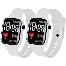 Resim Cloud011 2 Adet Şık Spor Dijital Saat, Silikon Kayış, Plastik Kasa, Karışık Renkler, Hediye Seçeneği Diğer 