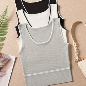 Resim Karışık Renklerde Üç Parçalı Kamisol Seti, Şık ve Seksi Moda Örgü Giysi ile Nefes Alabilen Buz-Sıcak Taban Katmanı 