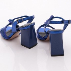 Resim Dgn 808-23y Kadin Bantli Silver Taşli Burgu Aksesuarli Topuklu Sandalet Saks Açma 