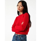 Resim Koton Saç Örgüsü Detaylı Bisiklet Yaka Kadın Triko Kazak 6WAL90039HT (6WAL90039HT) 