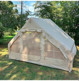 Resim Yek Outdoor 210d Oxford 6 Kişilik 4 Mevsim Soba Çıkışlı Şişme Kamp Çadırı Pompalı, 210x300x190 Cm Krem 