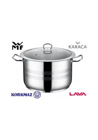 Resim Çelik Döküm Teflon Granit Tencere Tava Sahan Için Cam Kapak 32 Cm Cam Kapak Tenceresiz 
