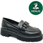 Resim Venüs Rigel Hakiki Deri Ortopedik Oxford Kadın Deri Klasik Ayakkabı Siyah 