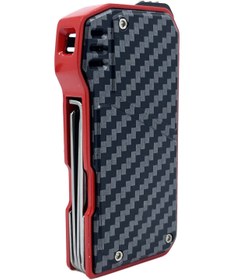 Resim Parmida Karbon Fiber Desenli Pipo Çakmağı - Dahili Pipo Kaşığı Kırmızı-Siyah 
