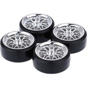 Resim 1/10 Rc Araba İçin 4 Adet Gümüş Dayanıklı Sürüş Lastiği - Traxxas Hsp Tamiya Uyumlu 