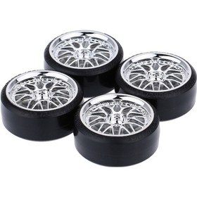 Resim 1/10 Rc Araba İçin 4 Adet Gümüş Dayanıklı Sürüş Lastiği - Traxxas Hsp Tamiya Uyumlu 