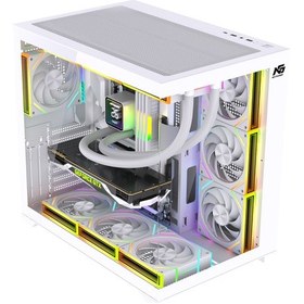 Resim Alpha Neon 7x Argb Fan Kumanda Ve Kontrolcü Atx Boş Bilgisayar Kasası Beyaz 