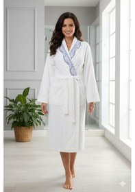 Resim Özdilek Helezon Aile Bornoz Seti İndigo-krem Renkli 