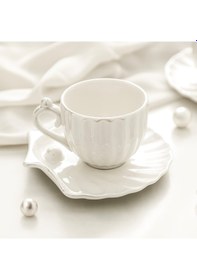 Resim Nehir Perla 6 Kişilik 12 Parça Porselen Kahve Fincan Takımı Beyaz 