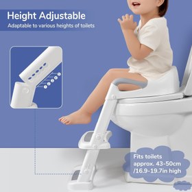 Resim Çocuk Klozet Adaptörü Merdivenli, PU Pedli, Kaymaz, 1-7 Yaş, 38-47 cm Uyumlu 