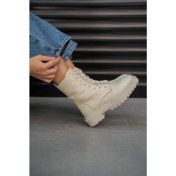 Resim Elisha Butik Mendy Ekru Renkli Hakiki Deri Kadın Postal 