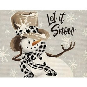 Resim Let İt Snow Kardan Adam Desenli Amerikan Servisi Dikdörtgen 35 X Çok Renkli 