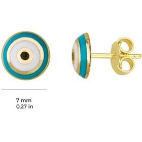 Resim 14 Ayar Nazar Boncuğu Altın Küpe 1,20 Gr-6301 