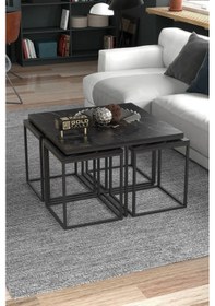 Resim Uslucan Alışveriş Orta Sehpa Ve Zigon Sehpa 5'li Lüx Set Bendir Çok Renkli 