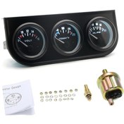 Resim Geeroyoo 12v Otomobil Ve Motosiklet İçin 52mm 3'lü Gösterge Voltaj-su Sıcaklığı-yakıt Basıncı , Krom Panjur Ve Siyah Gösterge Paneli Fahrenheit 