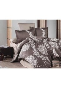 Resim Clasy Tek Kişilik Saten Nevresim Takımı Melrose V1 Kahve Çok Renkli 