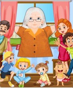 Resim Tox Babanne Aile Bireyleri Keçe El Kukla T336 . Eğitici Oyuncak 