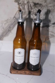 Resim Ahşap Teslim Ahşap Doğal 2 Bölmeli Yağdanlık Altlığı Ceviz 