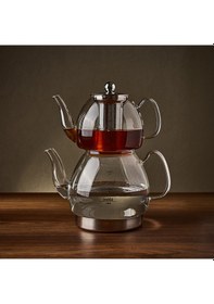 Resim Linda Cam Çaydanlık Seti - Şeffaf - 1,8 Lt + 1,2 Lt Çok Renkli 