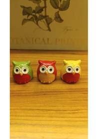 Resim Artepieza Üç Bilge Baykuş Seti-renkli Dostlar Baykuş Seti-3 Lü Dekoratif Mini Set- Sarı -kırmızı -yeşil 4 4 0 