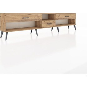 Resim Arges Tv Ünitesi Tek Raflı 3 Çekmeceli 220x30x51 Çam-çam Atlas Çam/atlas Çam - Atlas Çam 