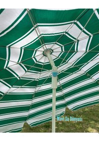 Resim Plaj Deniz Balkon Şemsiyesi %50 Pamuk %50 Porselen Kumaşlı Şemsiye Bidonsuz Eğilebilir 2 Met Yeşil 