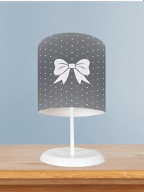 Resim Mekta Home Bebek Ve Çocuk Odası Kurdele Desenli Gri Abajur 