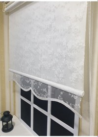 Resim Çift Mekanizmalı Ekru Tül Perde Ve Ekru Stor Perde Stb4003 