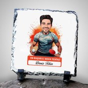 Resim Karikatürlü En Yakışıklı Masa Tenisçisi Dekoratif Taş 