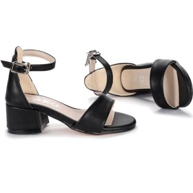 Resim Kiko 769 Kum Cilt Günlük Kız Çocuk 3 cm Topuk Sandalet Ayakkabı Siyah 