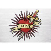 Resim PEÇ Hançerli Kalp, Loveheart, Nakışlı Yapışkanlı Arma, , Yama, Sırt Için 