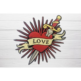Resim PEÇ Hançerli Kalp, Loveheart, Nakışlı Yapışkanlı Arma, , Yama, Sırt Için 
